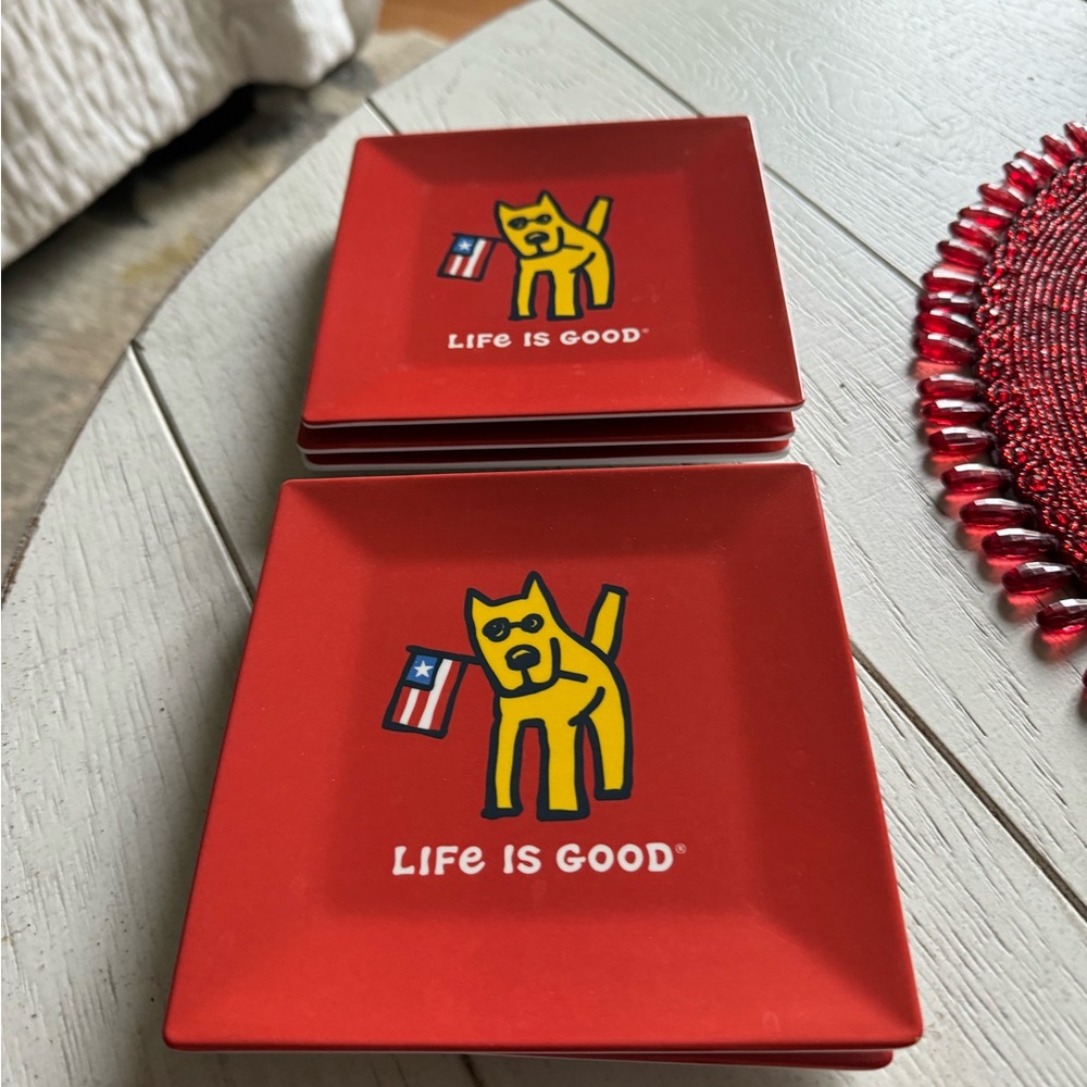 Life is Good Appetizer-snack Plates set of 5